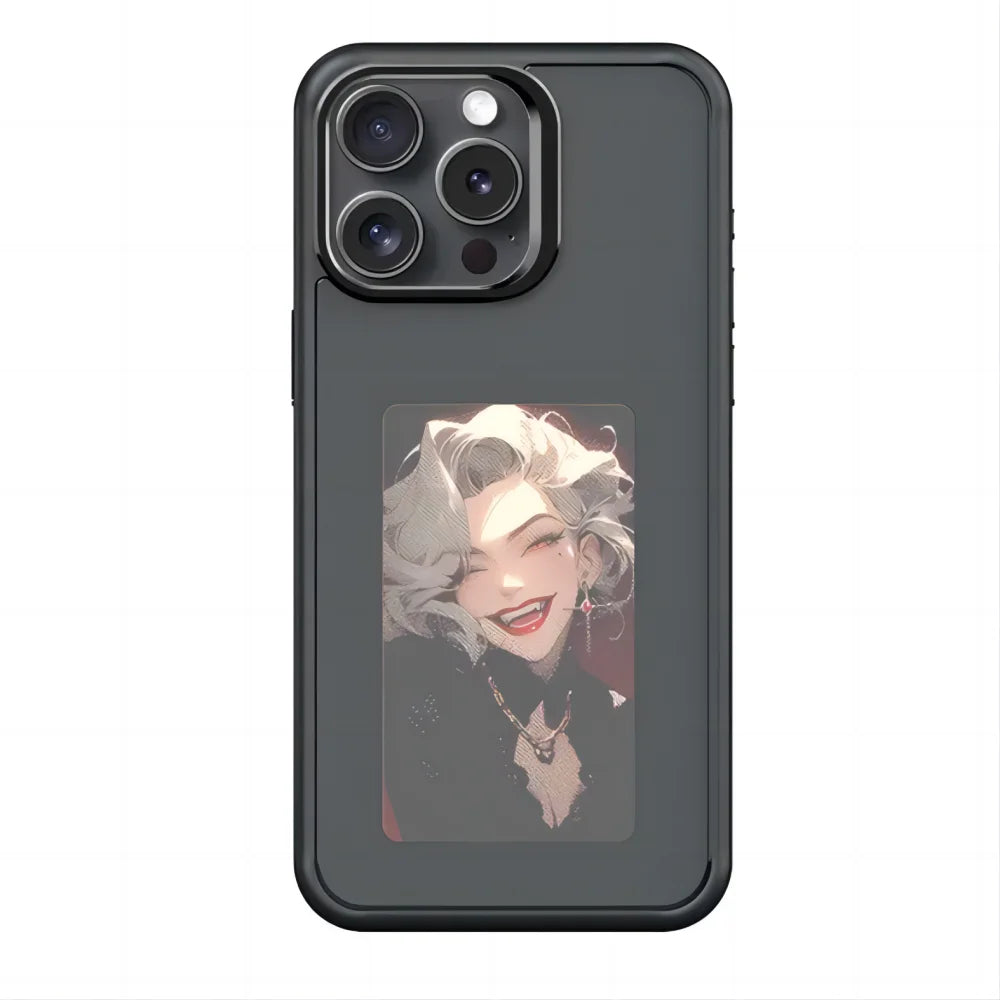 NFC-Enabled Phone Case for iPhone 16 Pro Max with E Ink Screen and Customizable Cartoon Design, Battery-Free