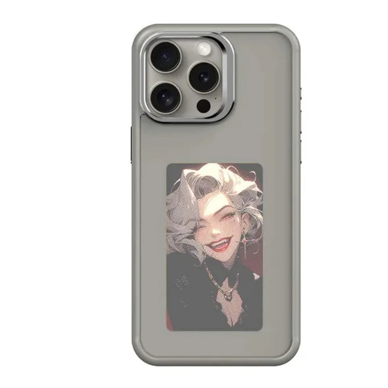 NFC-Enabled Phone Case for iPhone 16 Pro Max with E Ink Screen and Customizable Cartoon Design, Battery-Free