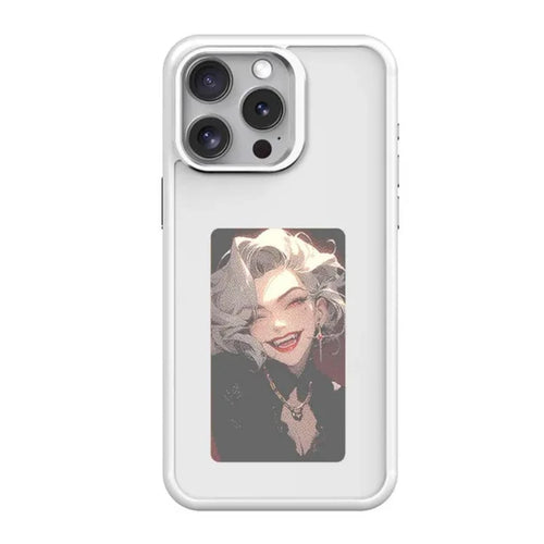 NFC-Enabled Phone Case for iPhone 16 Pro Max with E Ink Screen and Customizable Cartoon Design, Battery-Free